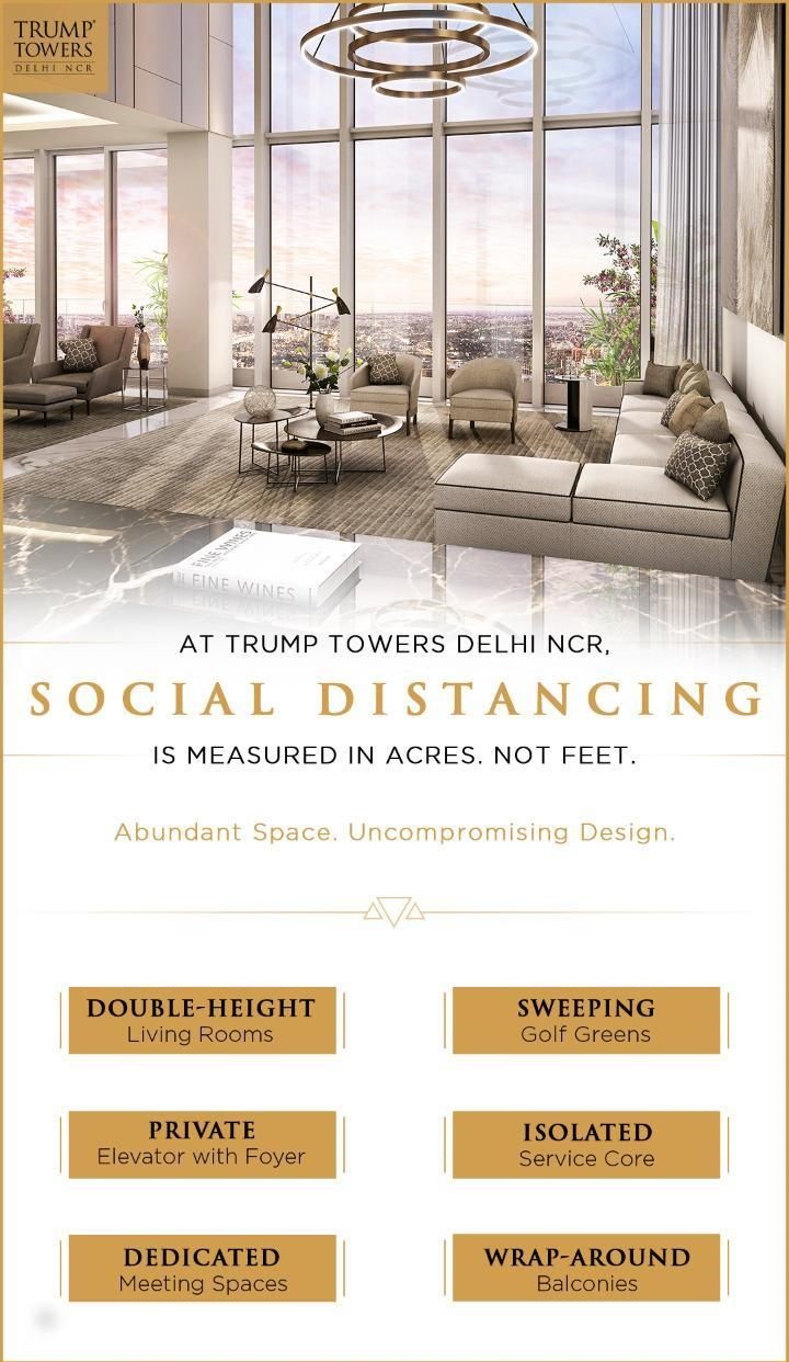 Social distancing is measured in acres, not feet at Trump Towers in Delhi, NCR