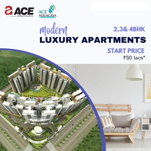 Modern 2, 3 and 4 BHK apartments price starting Rs 50 Lac at Ace Aquacasa, Greater Noida