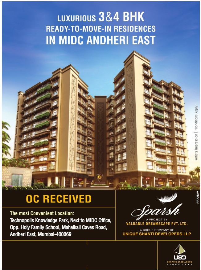 Luxurious 3 & 4 BHK ready-to-move-in residences at Unique Shanti Sparsh in MIDC Andheri East, Mumbai