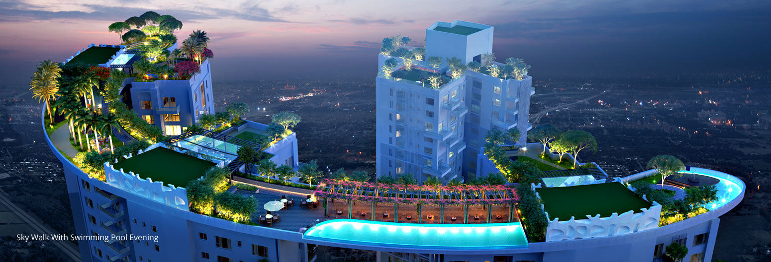 Sky walk with swimming pool evening in Siddha Sky Update