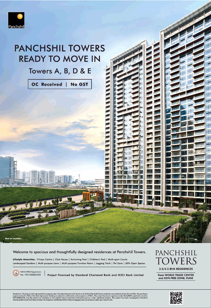Panchshil Towers ready to move in towers A, B, D & E in Pune