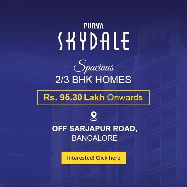 Spacious 2 &3 BHK homes Rs. 95.30 Lakh at Purva Skydale in Bangalore Update