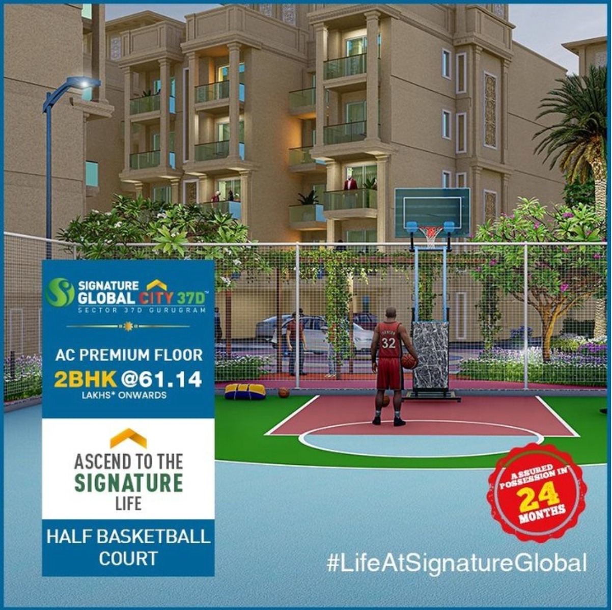 Signature Global offering 2 BHK @ Rs 61.14 Lacs* + Half Basketball Court in Sector 37 Gurgaon