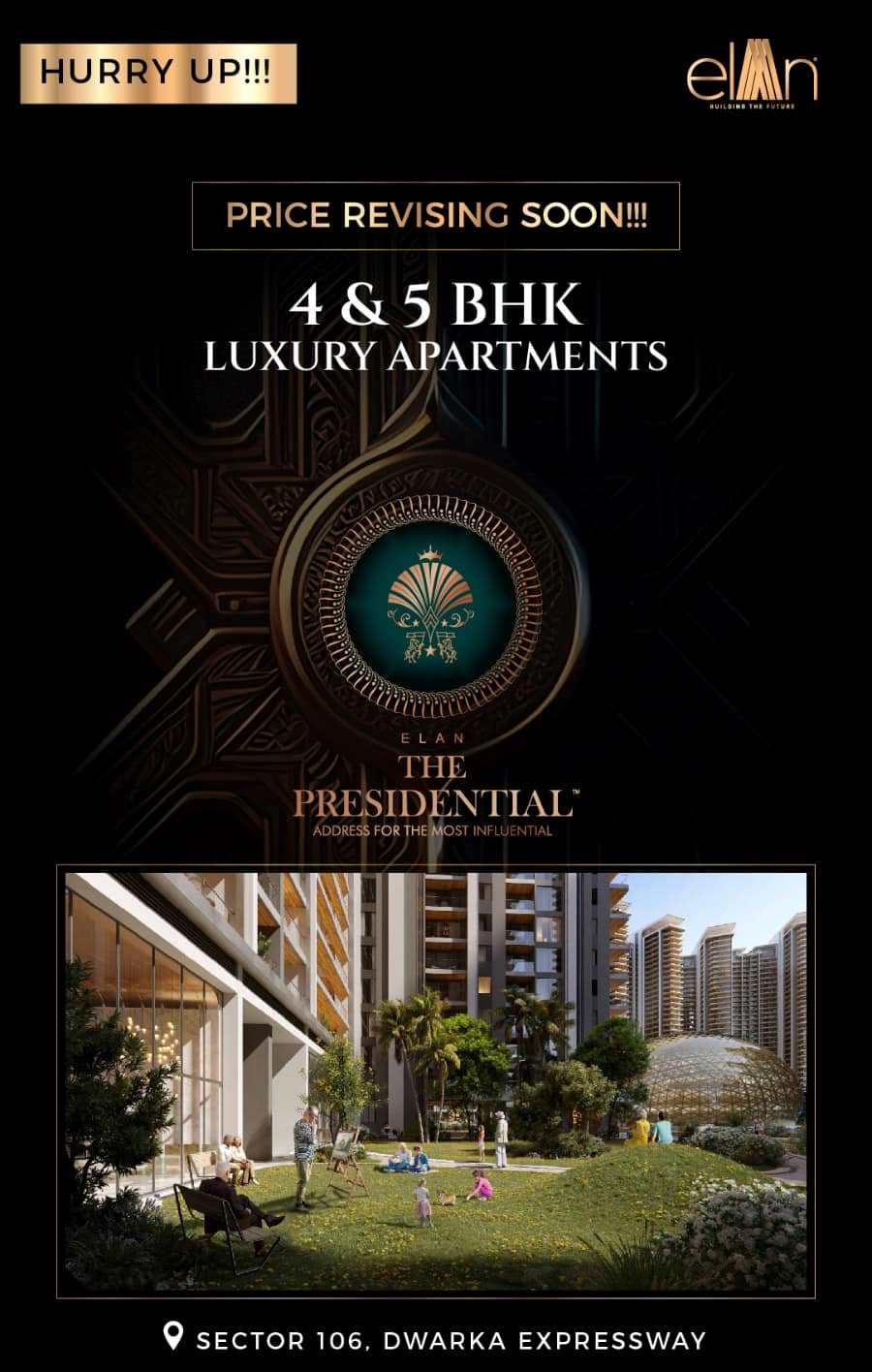 Price revising soon at Elan The Presidential in Sector 106, Dwarka Expressway, Gurgaon