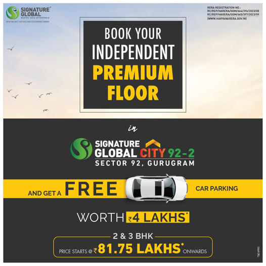 Discover the epitome of green living at Signature Global City 92-2, Sector 92 - Gurgaon