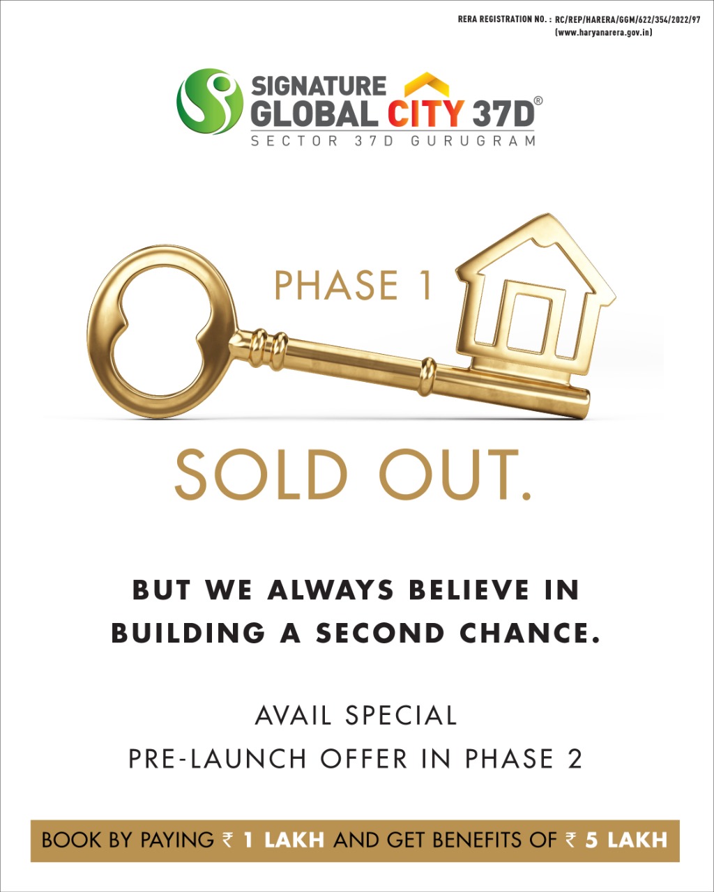 Phase 1 sold out at Signature Global City 37D, Gurgaon