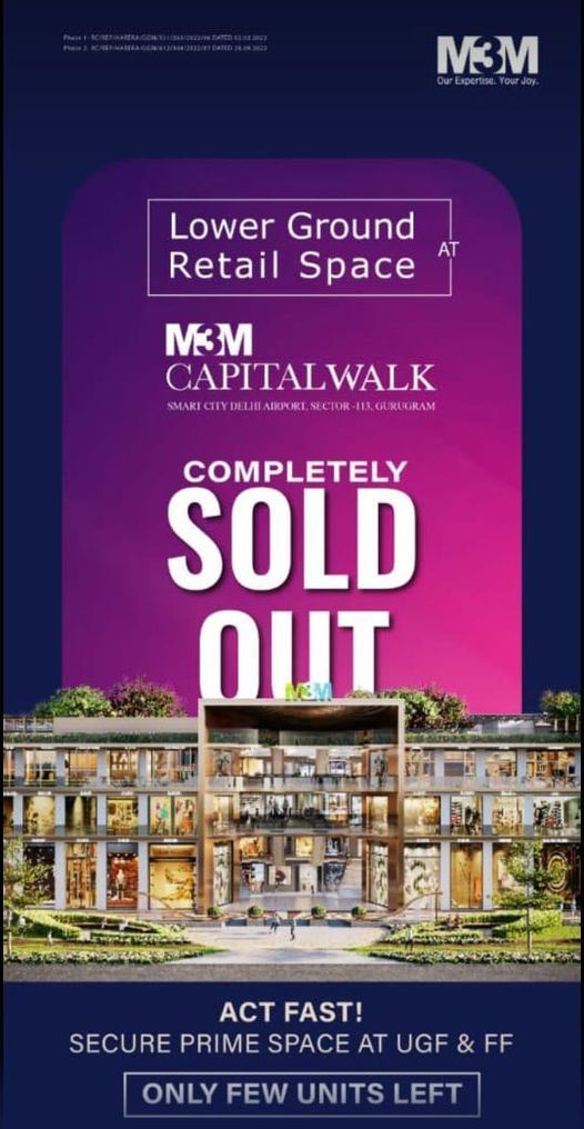 Completely sold out at M3M Capital Walk in Dwarka Expressway, Gurgaon