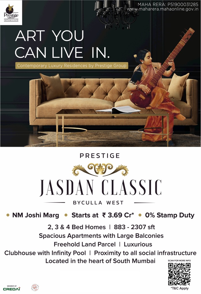 Book 2, 3 & 4 bed homes Rs 3.69 Cr and 0% stamp duty at Prestige Jasdan Classic, Mumbai