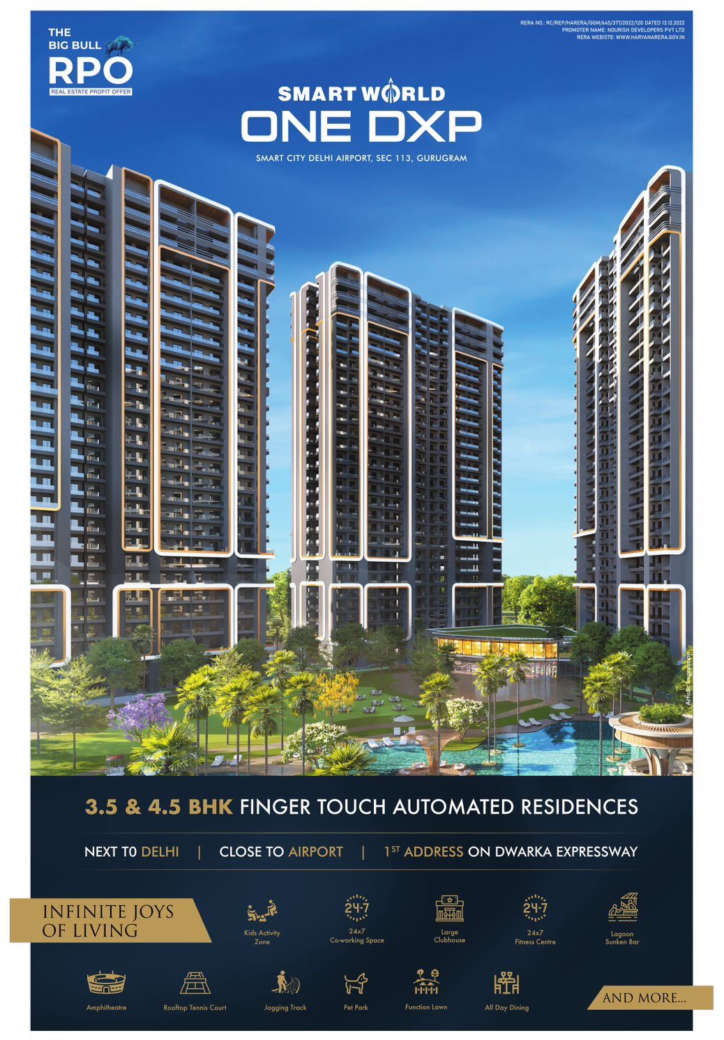 Book 3.5 and 4.5 BHK finger touch automated residences at Smart World One DXP in Sector 113, Gurgaon