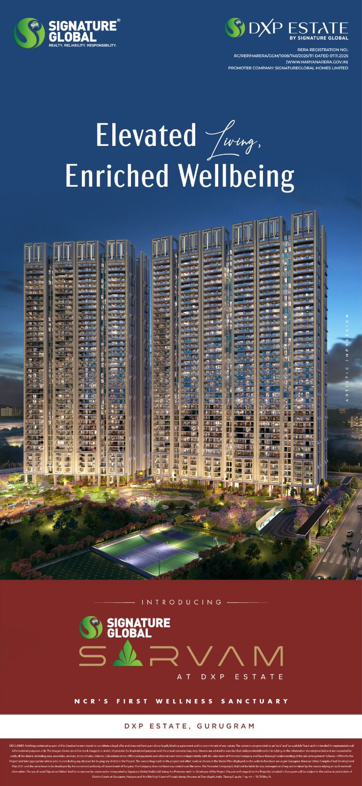 Discover the Ultimate Sanctuary at Sarvam by Signature Global, DXP Estate, Gurugram