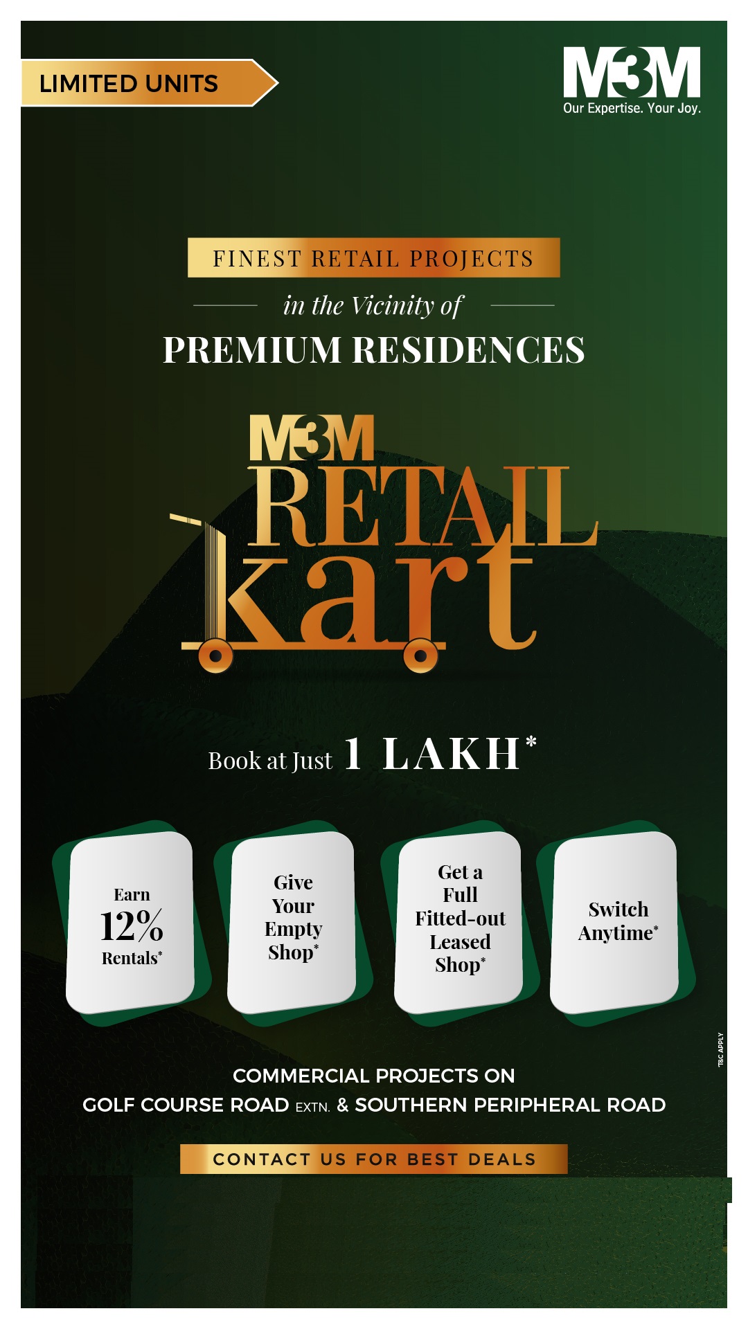 Get a full fitted out leased shop at M3M Commercial Project on Golf Course Road, Gurgaon