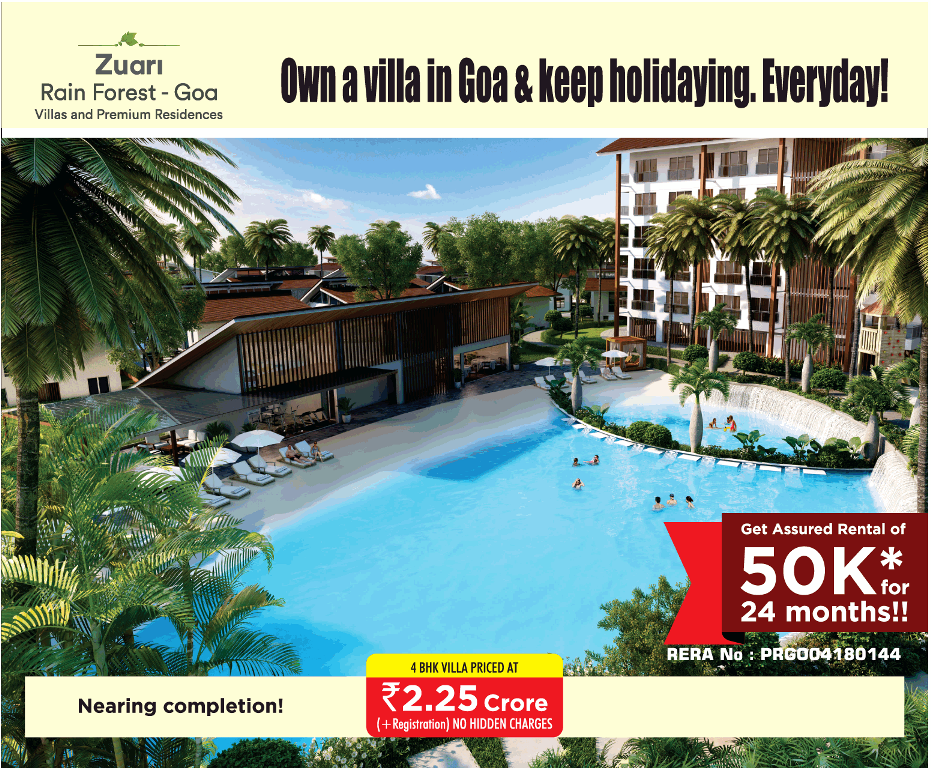 Get assured rental of  50K for 24 months at Zuari Rain Forest, Goa Update