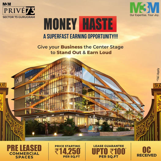 Pre Leased Commercial Space in M3M @ Rs 14,250 Per SQ.FT. in Sector 73 Gurgaon
