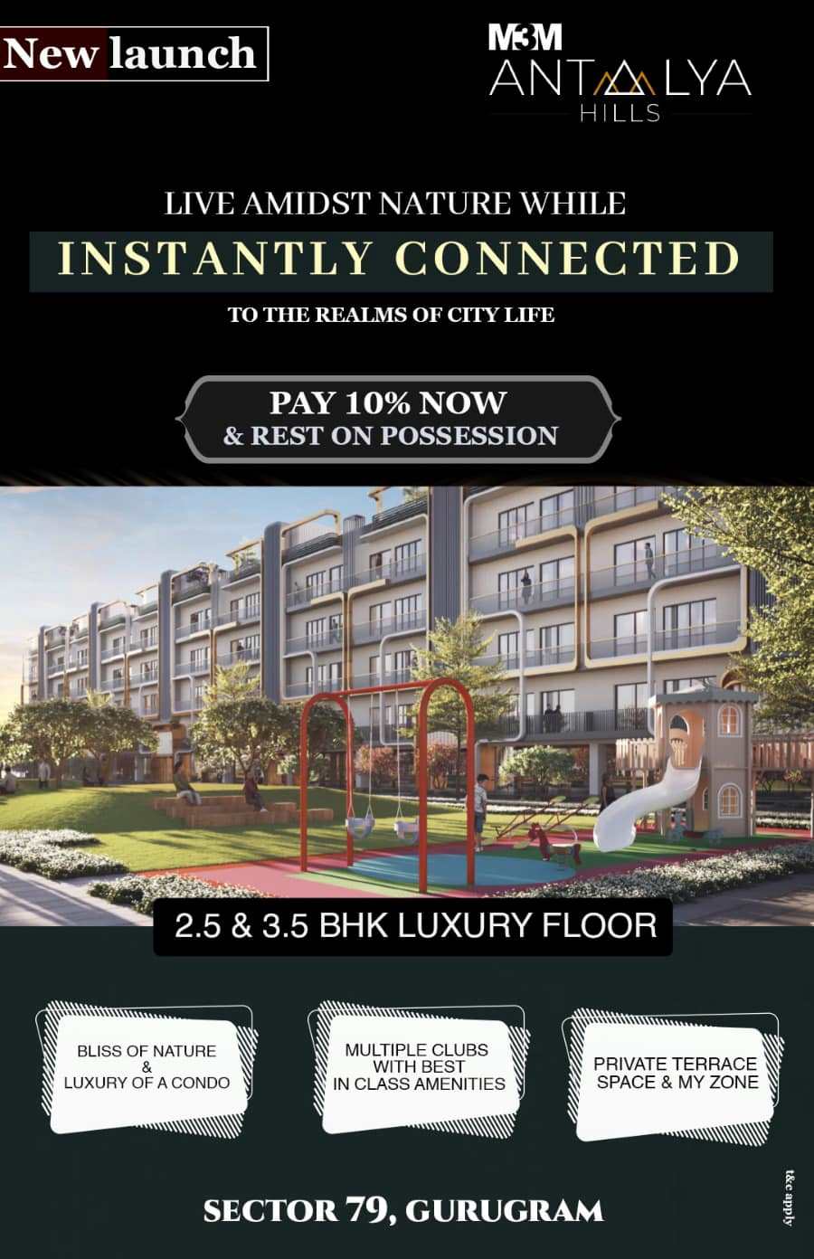 Pay just 10% now & rest on possession at M3M Antalya Hills, Gurgaon