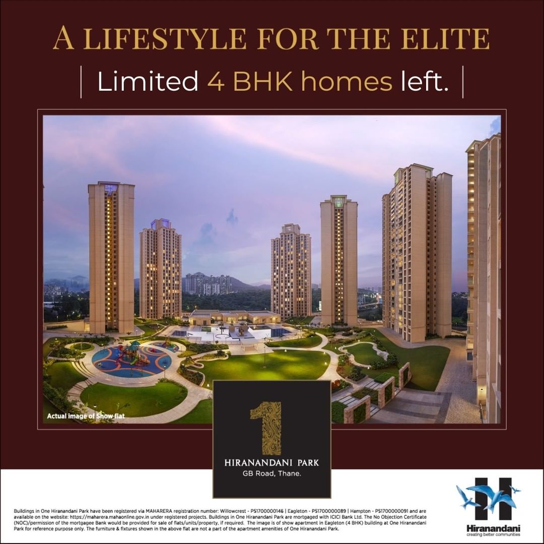 A lifestyle for the elite limited 4 BHK home left at One Hiranandani Park, Mumbai