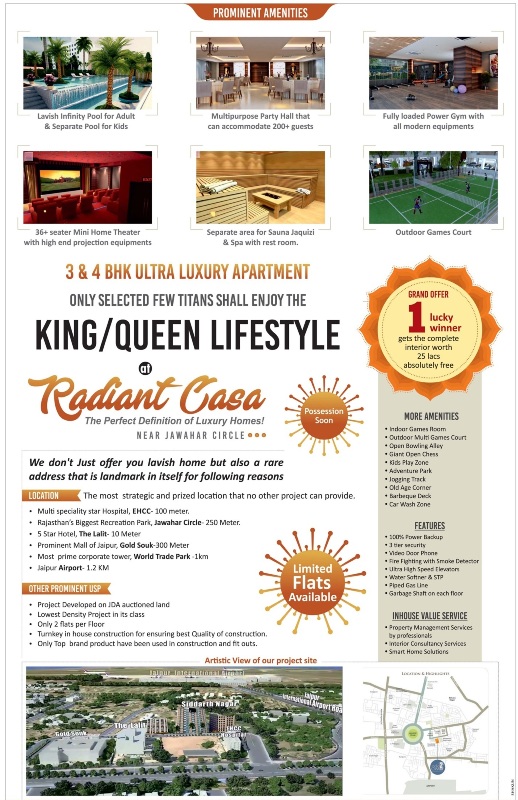Only selected few titans shall enjoy king/Queen lifestyle at Pink Radiant Casa in Jaipur
