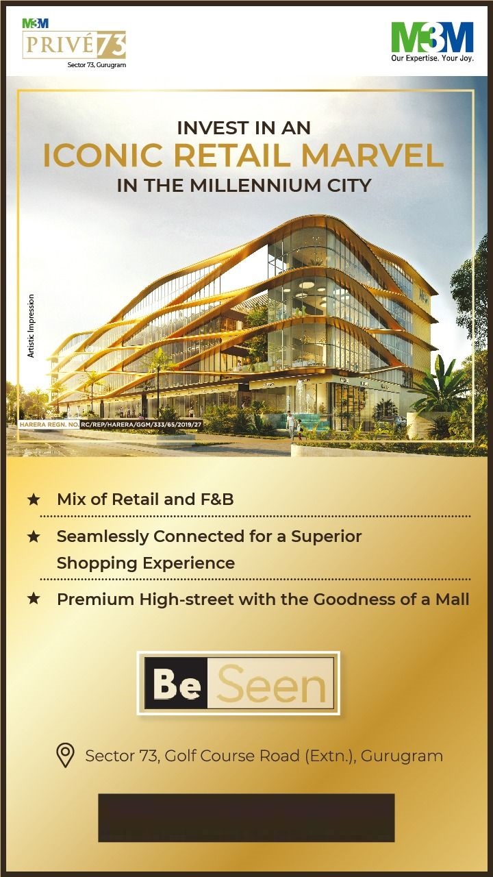 Invest in M3M Prive 73 an iconic retail marvel in the millennium city, Gurgaon