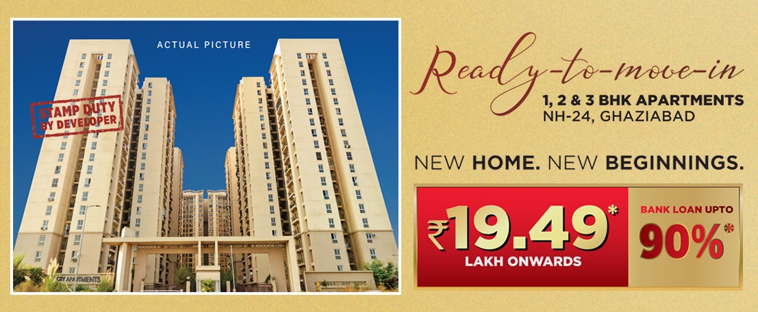 Ready to move in 1, 2 and 3 BHK apartments at Aditya City Apartments in NH 24, Ghaziabad
