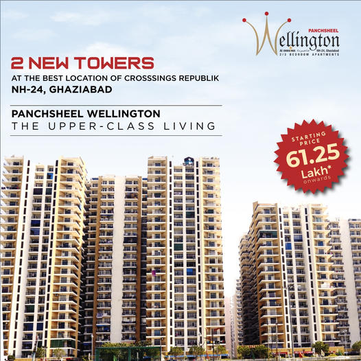 Book 2 and 3 BHK Apartments Rs 61.25 Lac at Panchsheel Wellington in Crossings Republik, Ghaziabad Update