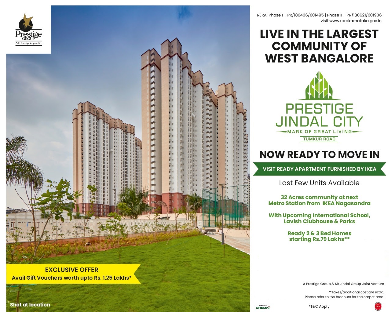 Last few units available at Prestige Jindal City in Tumkur Road, Bangalore Update