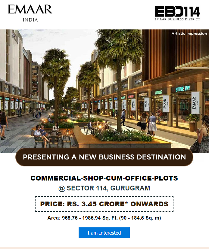 Presenting a new business destination commercial-shop-cum-office-plots at Emaar EBD 114, Gurgaon