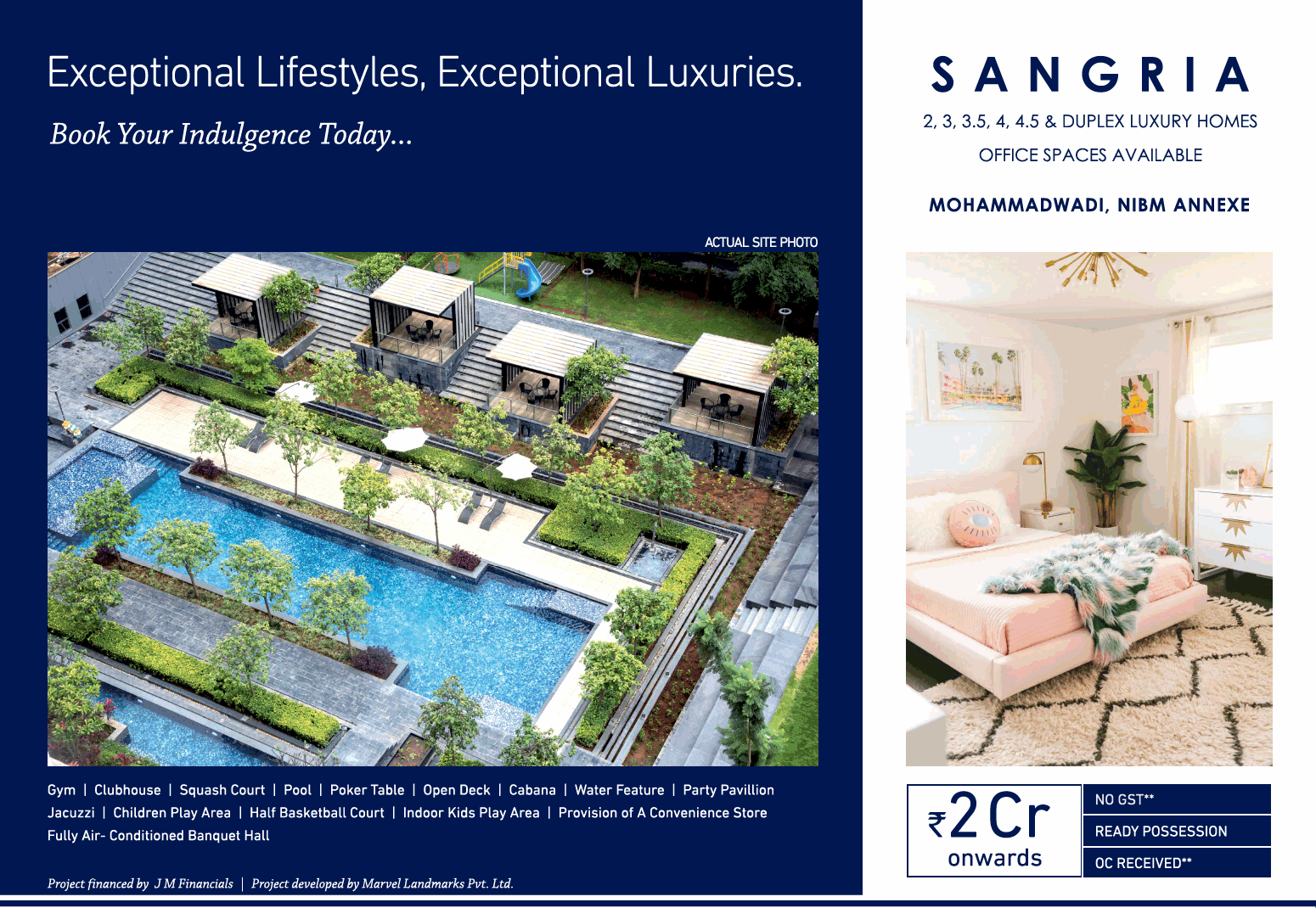 Apartments are ready for possession at Marvel Ganga Sangria in Pune