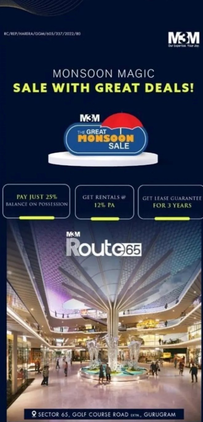 Mansoon magic sale with great deals at M3M Route 65, Gurgaon Update