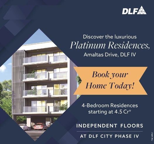 Book your home today 4 Bedroom residences Rs 4.5 Cr at DLF Platinum Residences in DLF Phase 4, Gurgaon