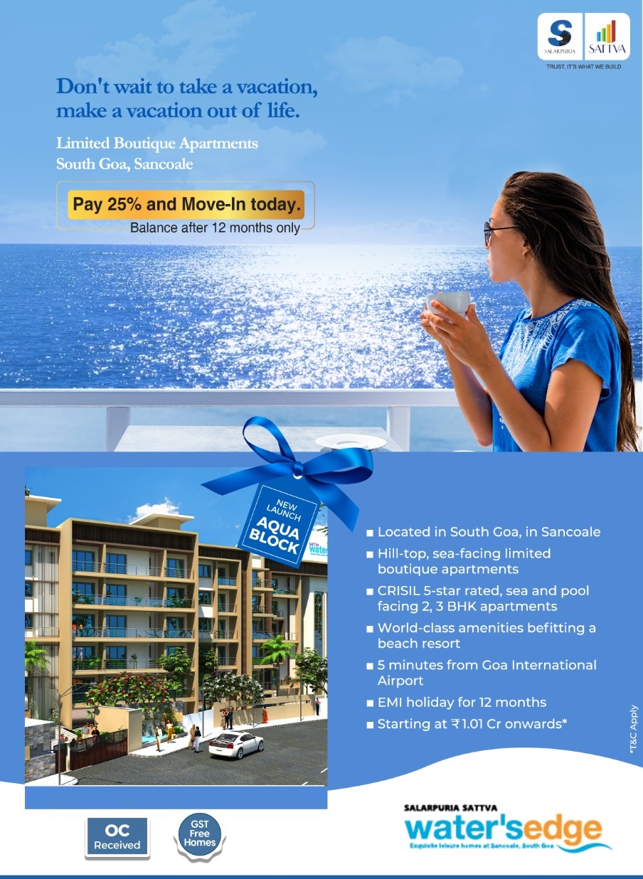 Pay just 25% and move in today at Salarpuria Sattva Waters Edge in Zuarinagar, Goa