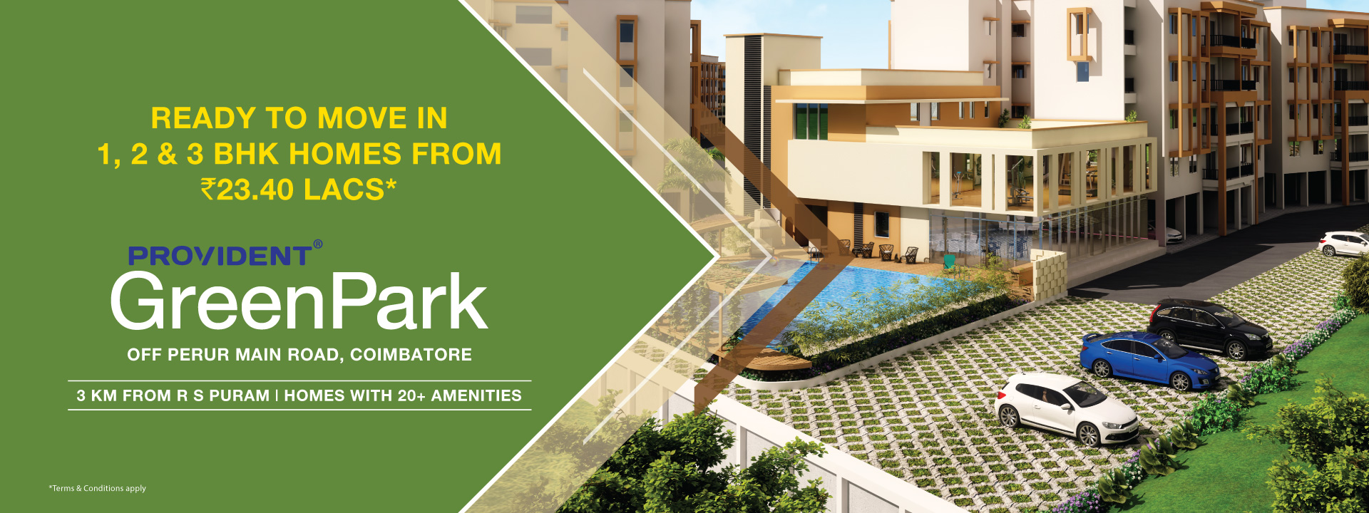 Apartments starting from Rs 23.40 Lakh at Provident Green Park in Coimbatore