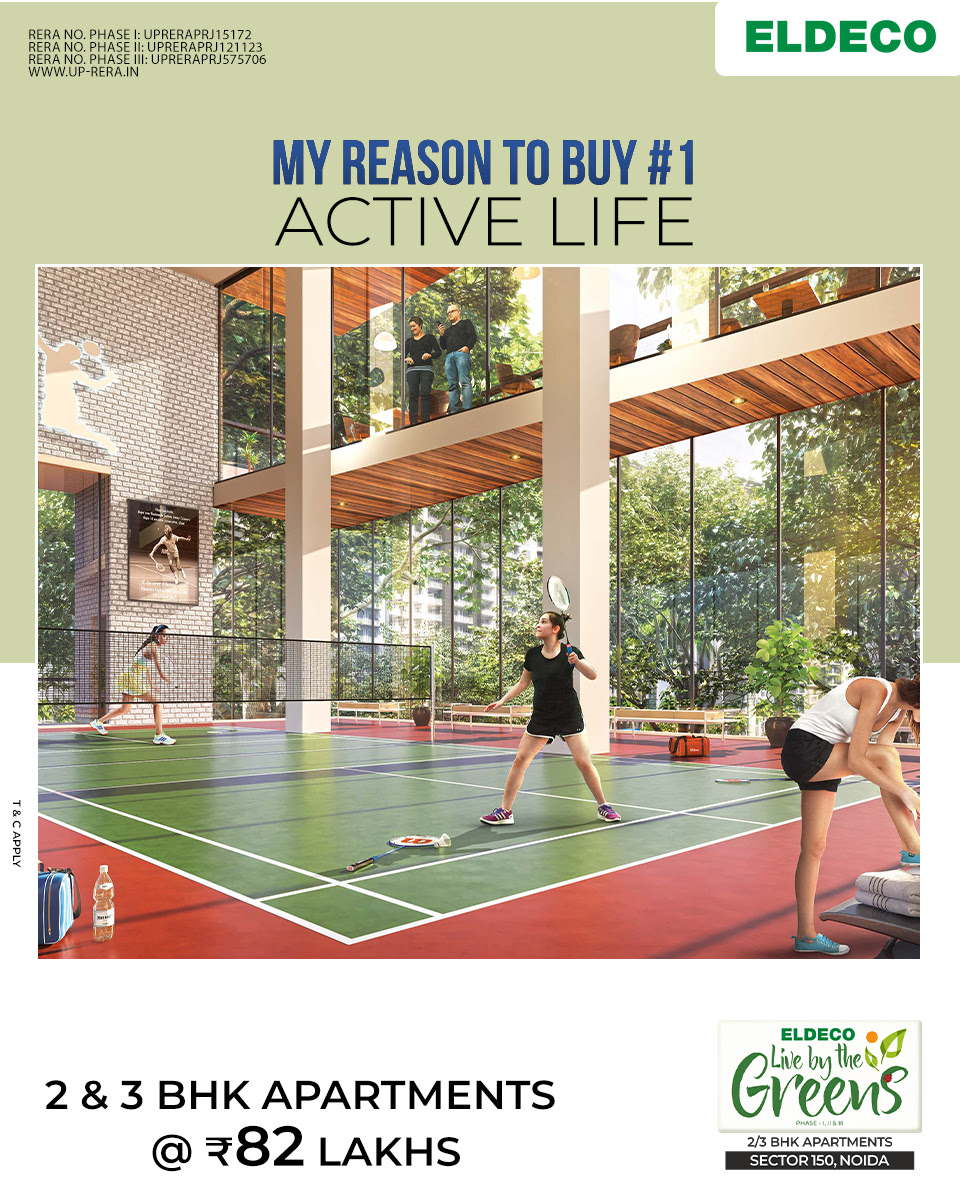 Book 2 and 3 BHK apartments price starting Rs 82 Lac at Eldeco Live By The Greens in Noida