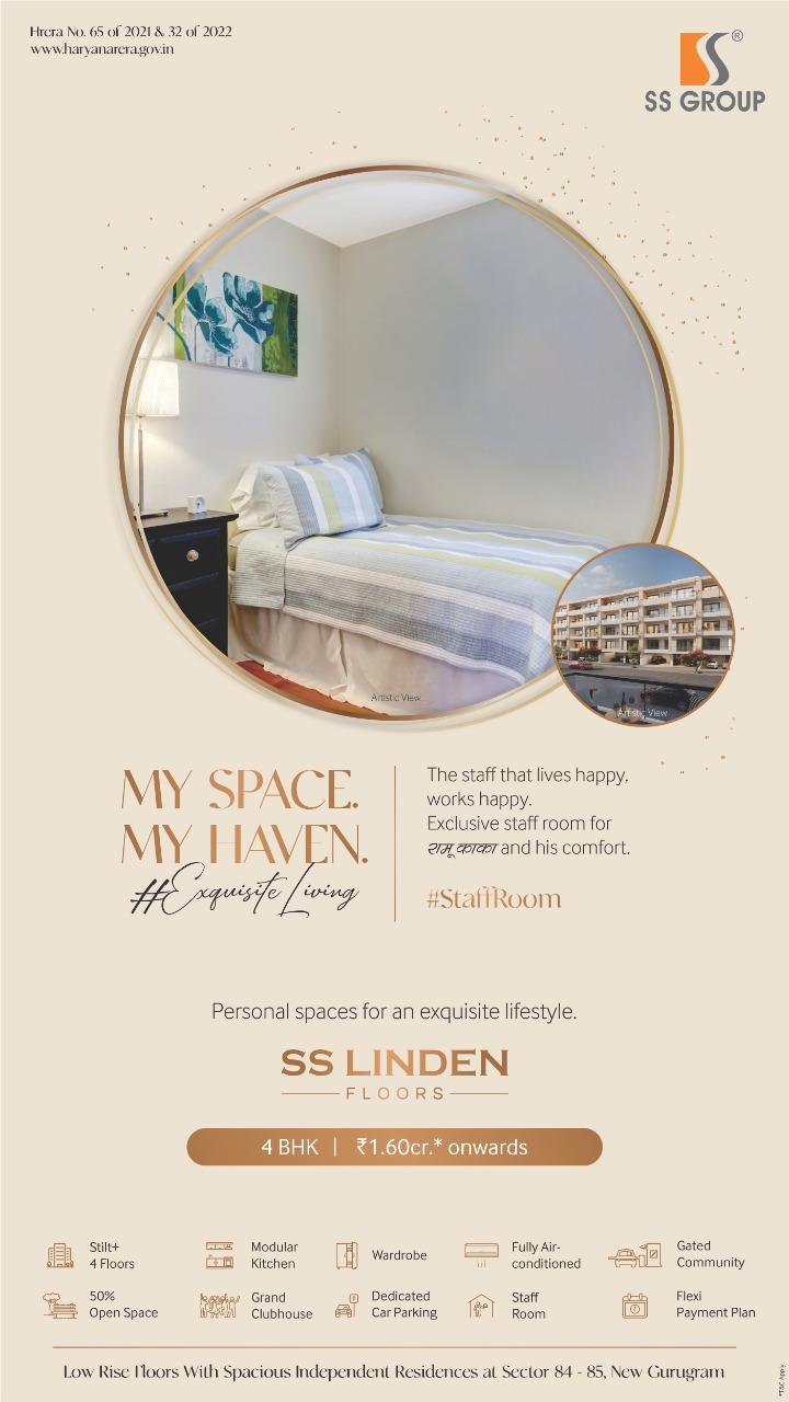 Personal space for an exquisite lifestyle at SS Linden, Gurgaon