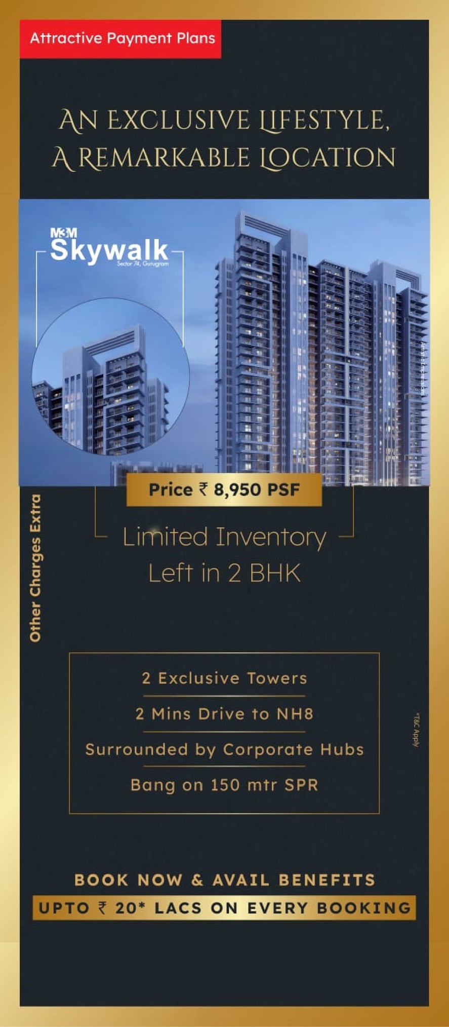 Book now & avail benefits up to Rs 20 Lacs on every booking at M3M Skywalk in Sector 74, Gurgaon