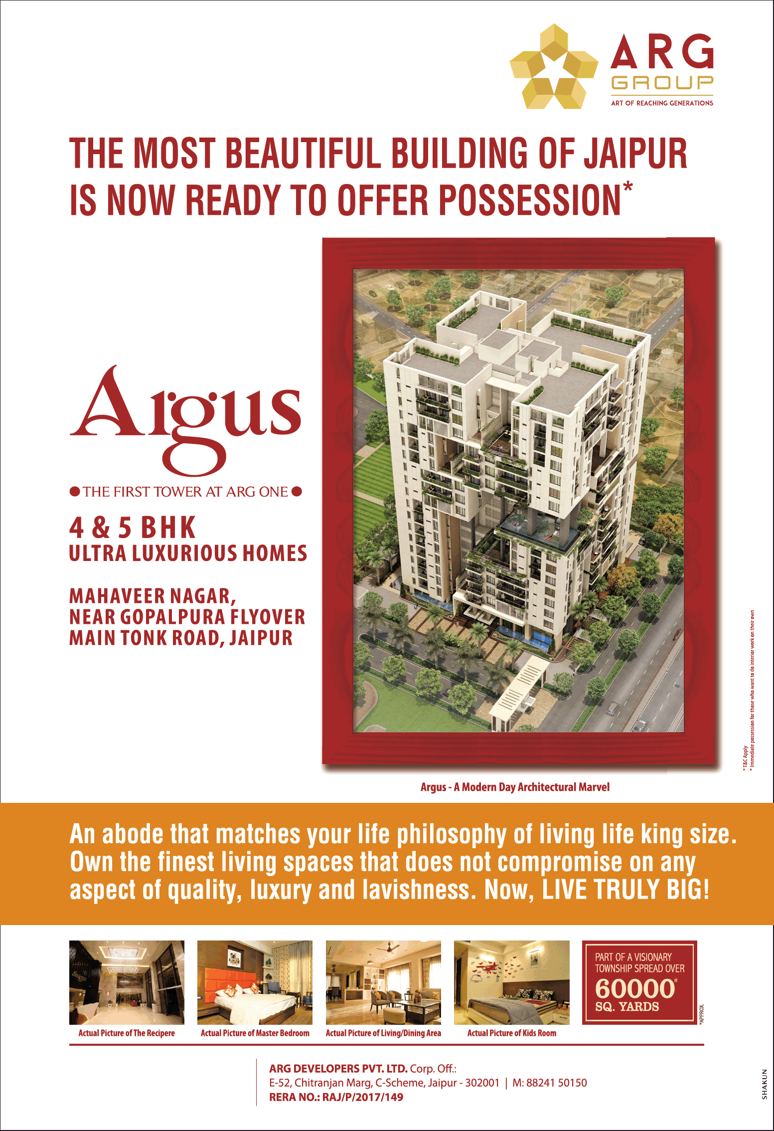 Book 4 and 5 BHK ultra luxurious homes at ARG One, Jaipur Update