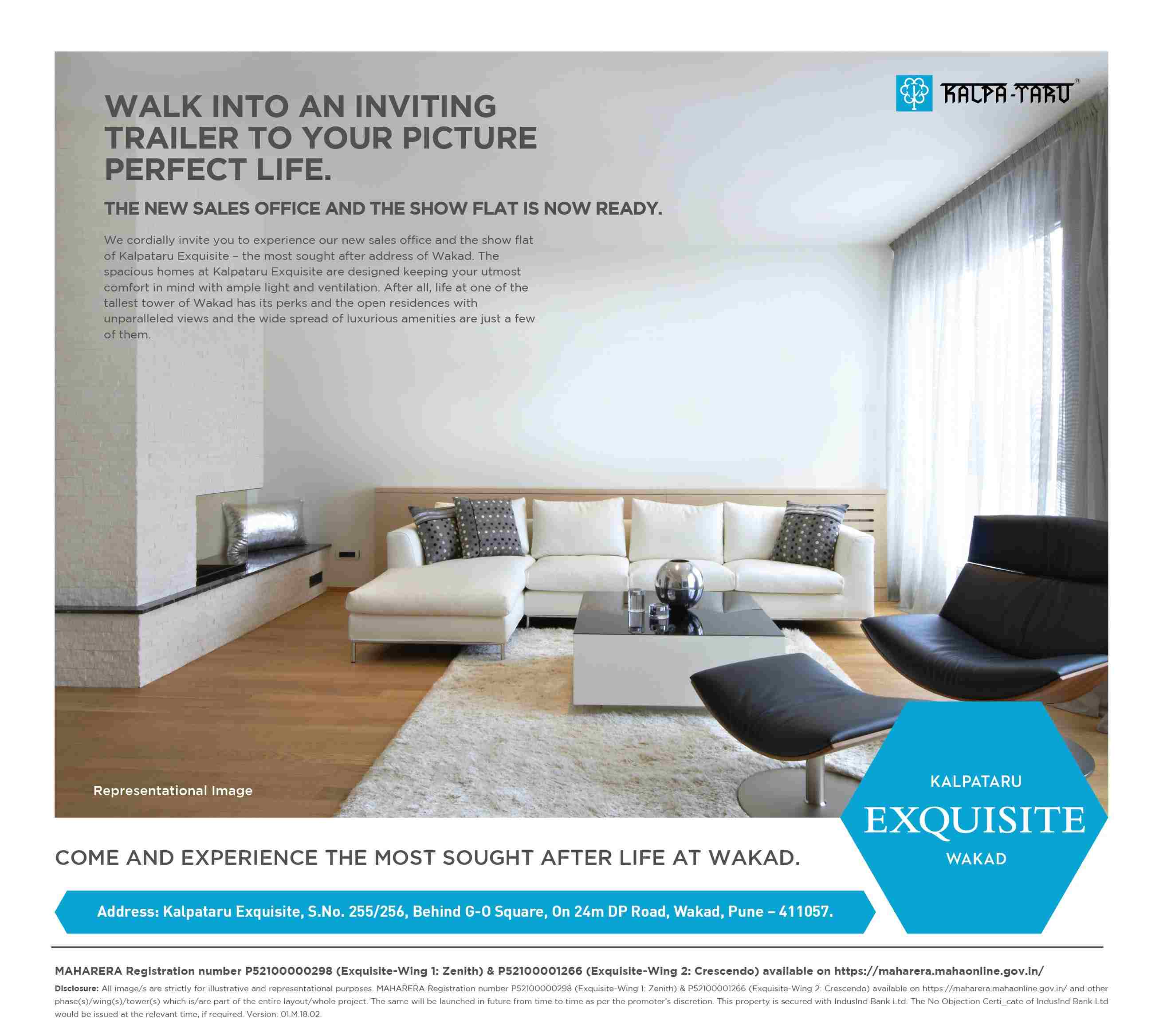 New sales office and the show flat is now ready at Kalpataru Exquisite in Pune Update