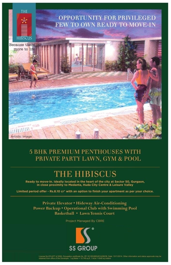 Opportunity for privileged few to own ready to move homes at SS The Hibiscus in Gurgaon