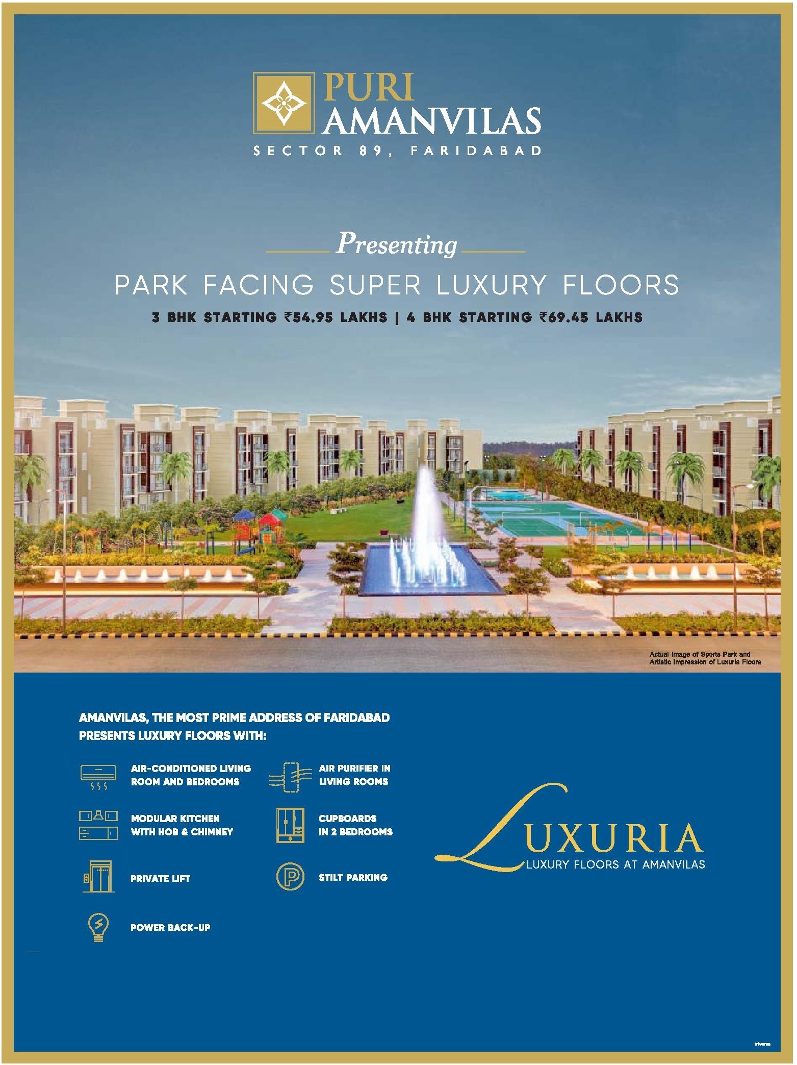 Presenting park facing super luxury floors at Puri Amanvilas in Faridabad