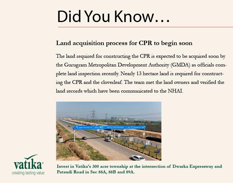 Land acquisition process for CPR to begin soon