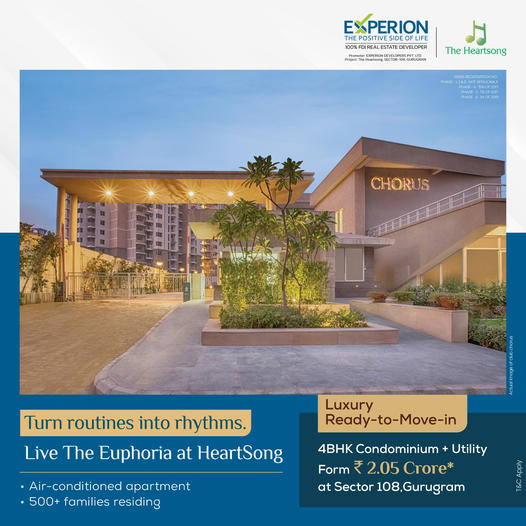 Luxury ready to move in 4 BHK condominium Rs 2.05 Cr at Experion The Heartsong, Gurgaon