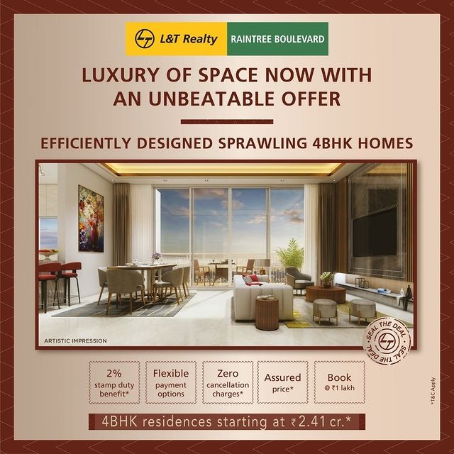Efficiently designed sprawling 4 BHK homes Rs 2.41 Cr at L and T Raintree Boulevard in Bangalore Update