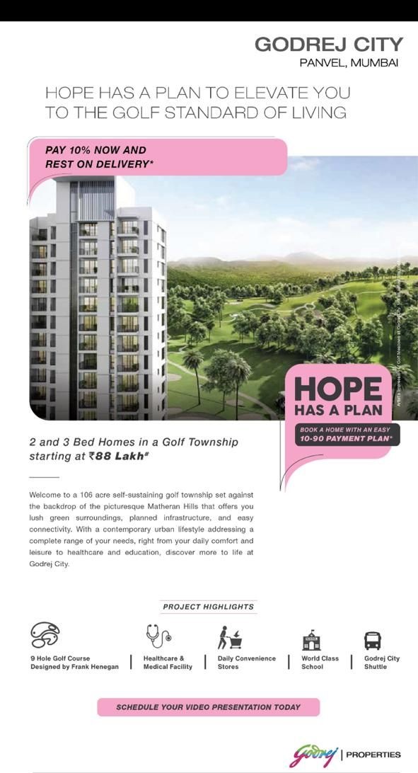 Book a home with an easy 10:90 payment plan at Godrej City in Mumbai