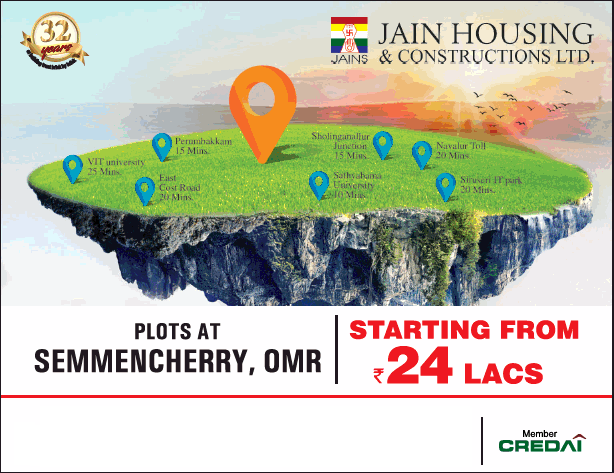 Plots starts from Rs 24 lakh at Jains Aashvi, Chennai