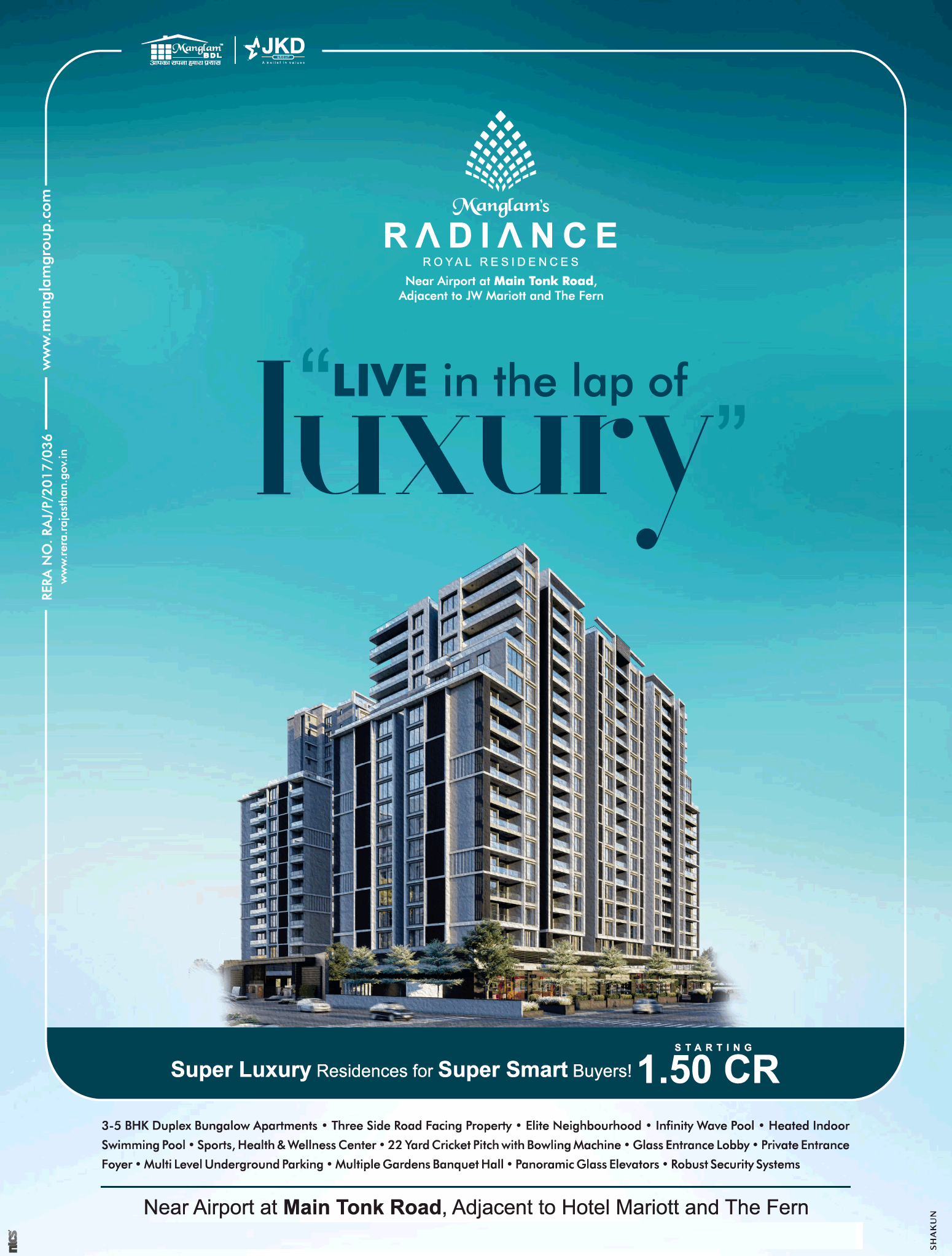 Apartment starting at Rs 1.50 Cr at Manglam Radiance, Jaipur