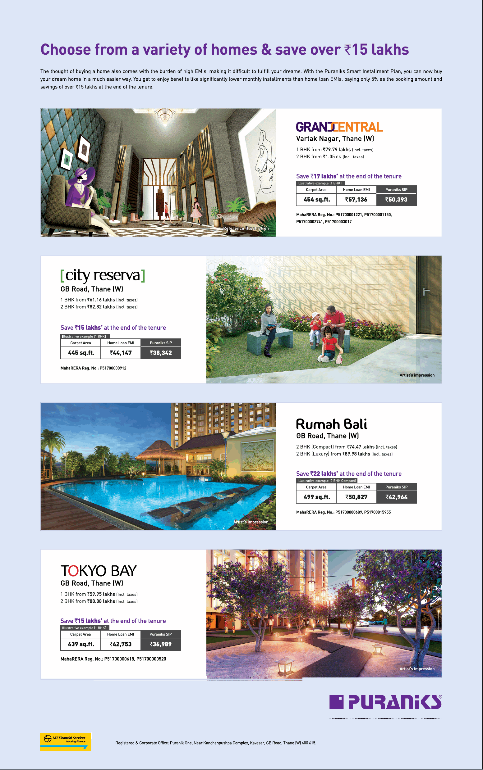 Choose from a variety of homes and save over Rs 15 lakh at Puraniks Projects, Mumbai