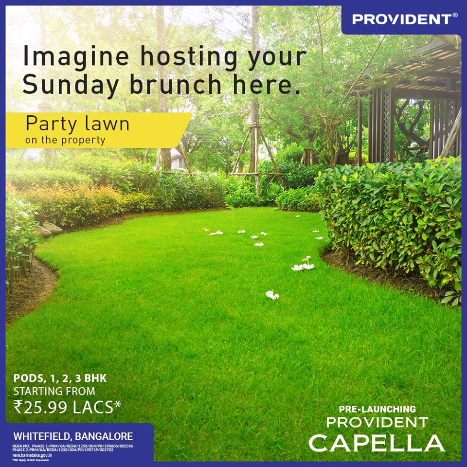 Party lawn at Provident Capella in Whitefield, Bangalore Update