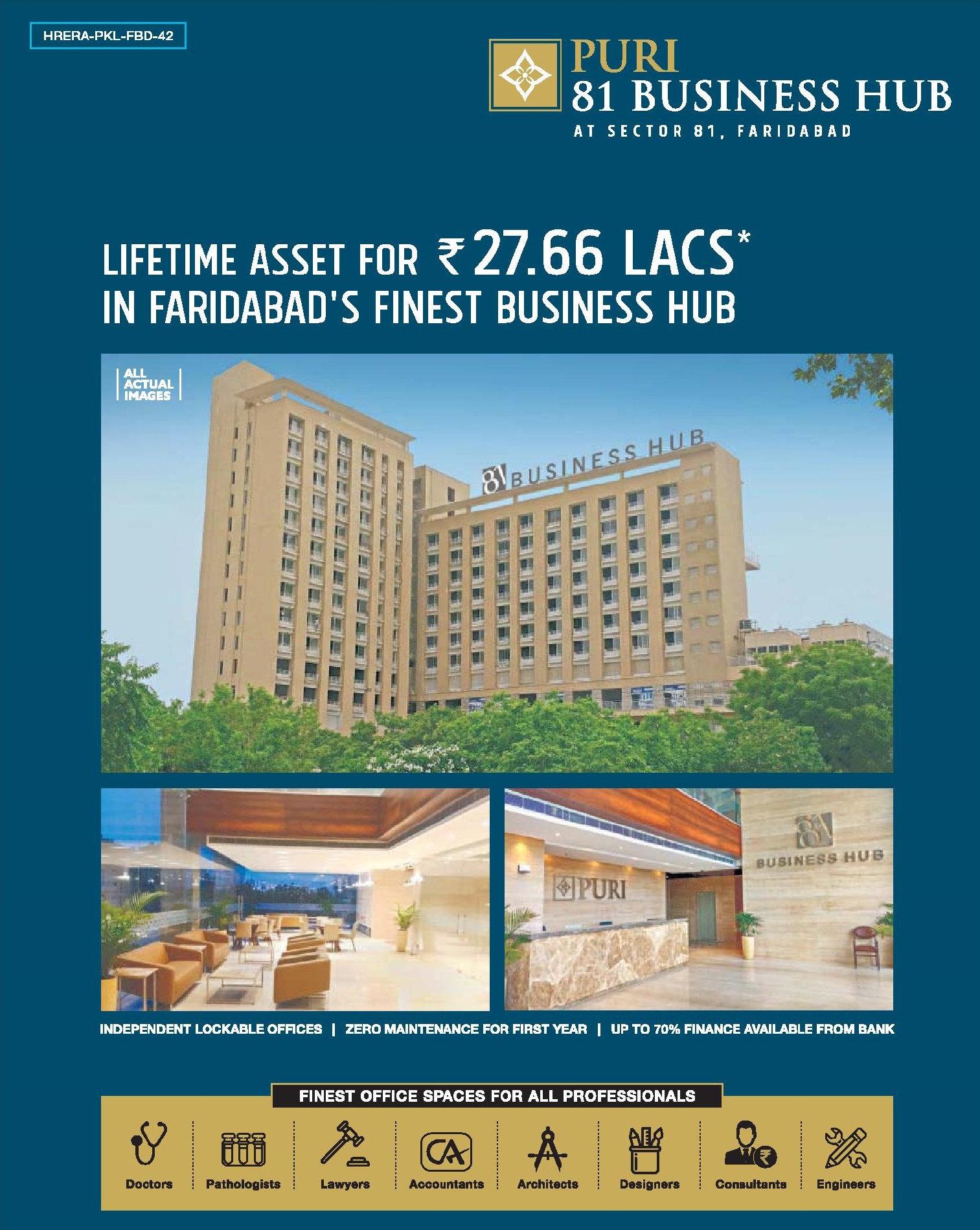 Lifetime asset for Rs. 27.66 lakhs at Puri 81 Business hub in Faridabad