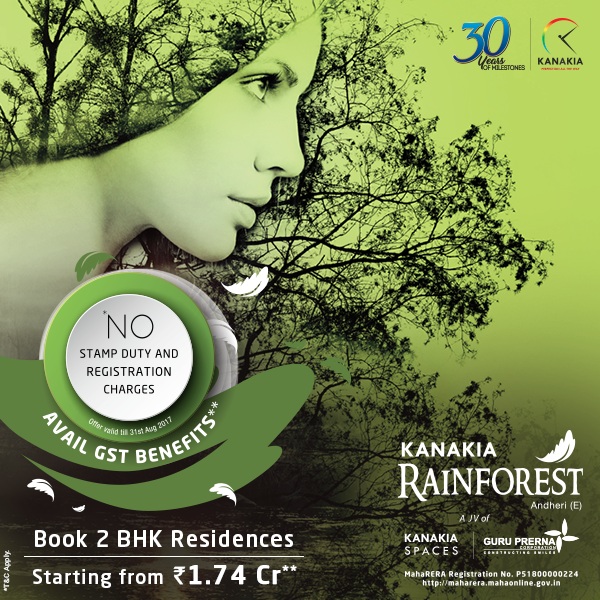 Book 2 BHK residences at Kanakia Rainforest starting from 1. 74 cr. with no Stamp Duty and Registration Charges