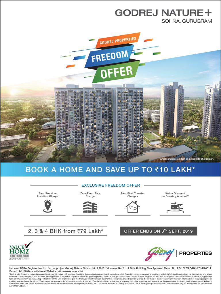 Book a home and save up to Rs 10 Lakh at Godrej Nature Plus, Sohna, Gurgoan