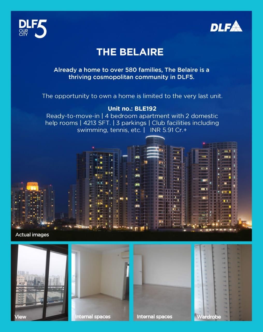 Already a home to over 580 families, The Belaire is a thriving cosmopolitan community in DLF - 5, Gurgaon