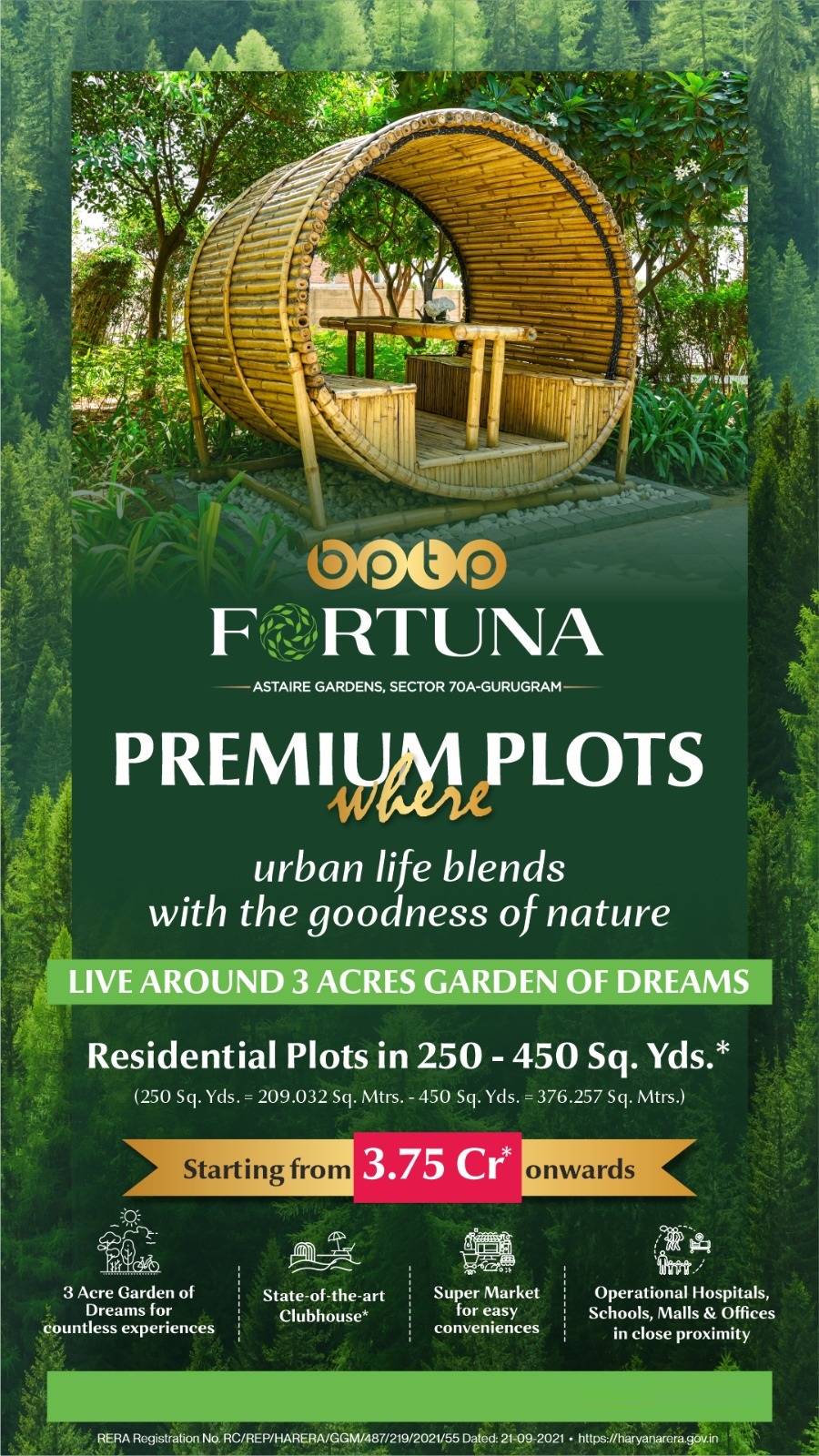 Residential plots price starts Rs 3.75 Cr at BPTP Fortuna in Sector 70A, Gurgaon
